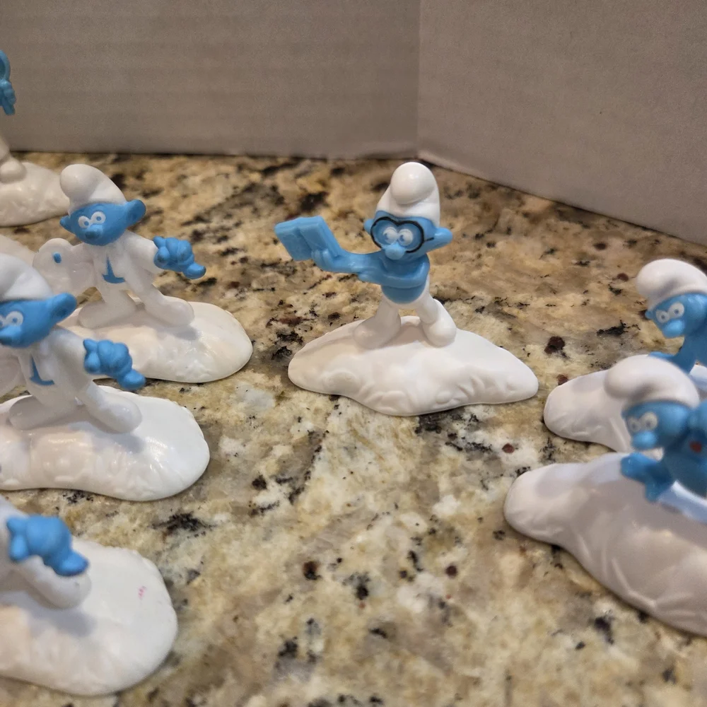 Lot Of 36 Smurf Cupcake Cake Toppers Decor Plastic Birthday Party Smurfette